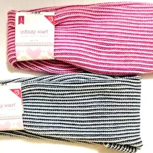Infinity Scarves (2) Red/ Black White Striped